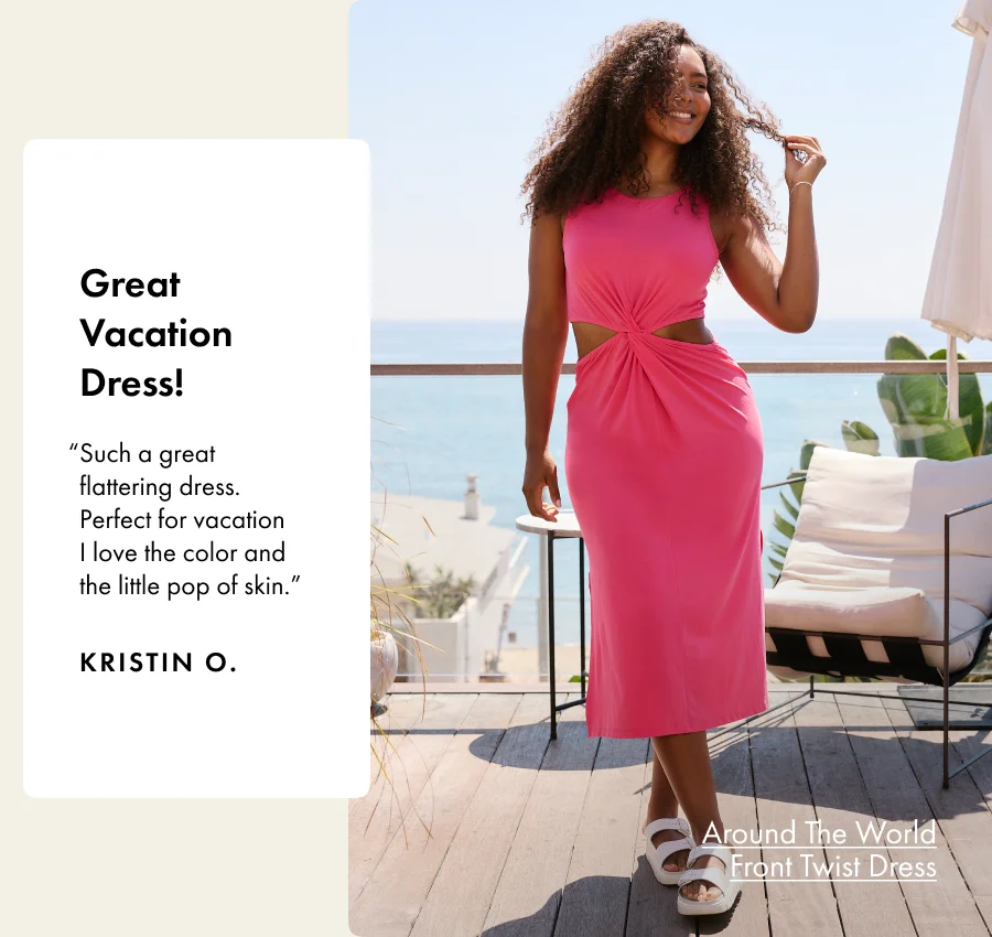 Around The World Front Twist Dress in Carnation Pink