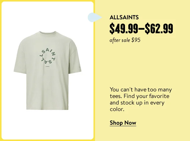 AllSaints shirt on sale for $49.99-62.99. After-sale price is $95.