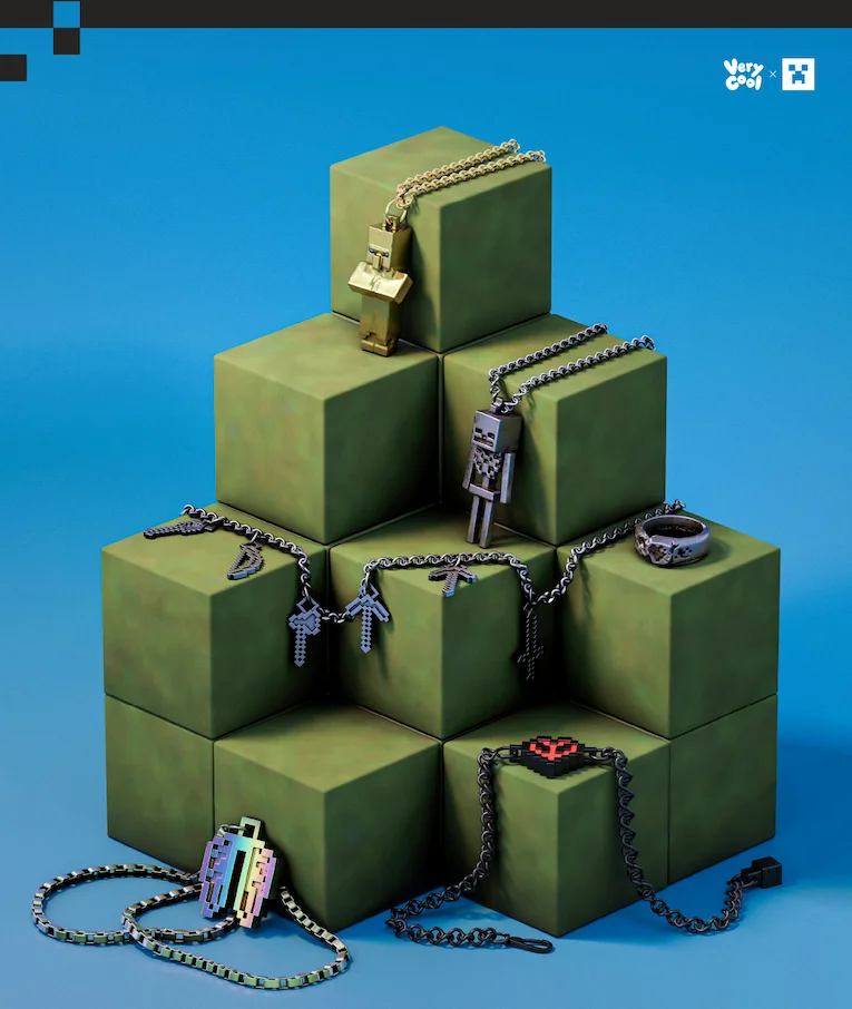 Very Cool x Minecraft Jewellery. Online now.