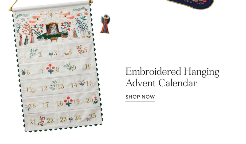 Embroidered Hanging Advent Calendar shop now