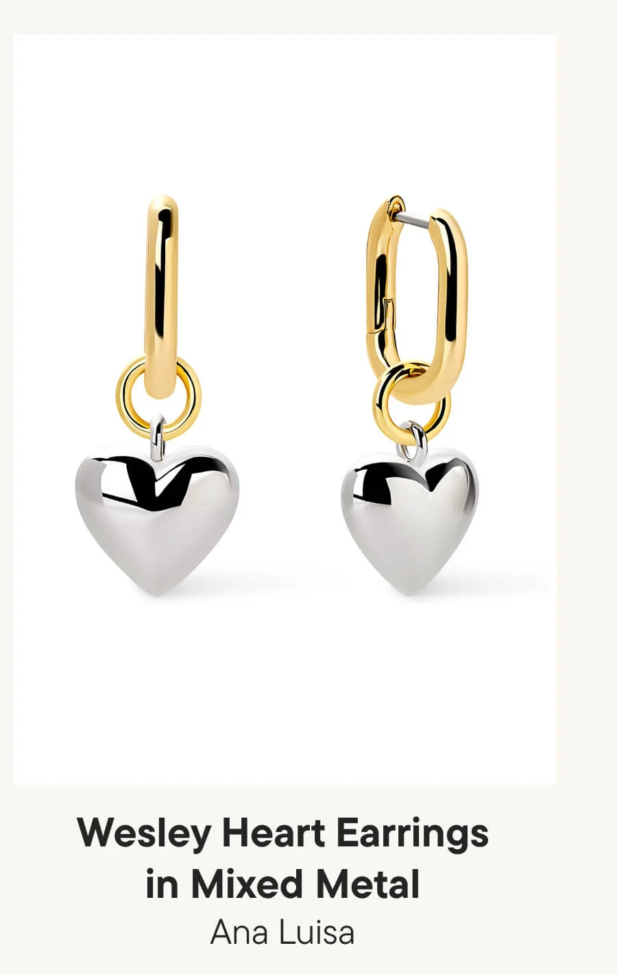 Ana Luisa Wesley Heart Earrings in Mixed Metal