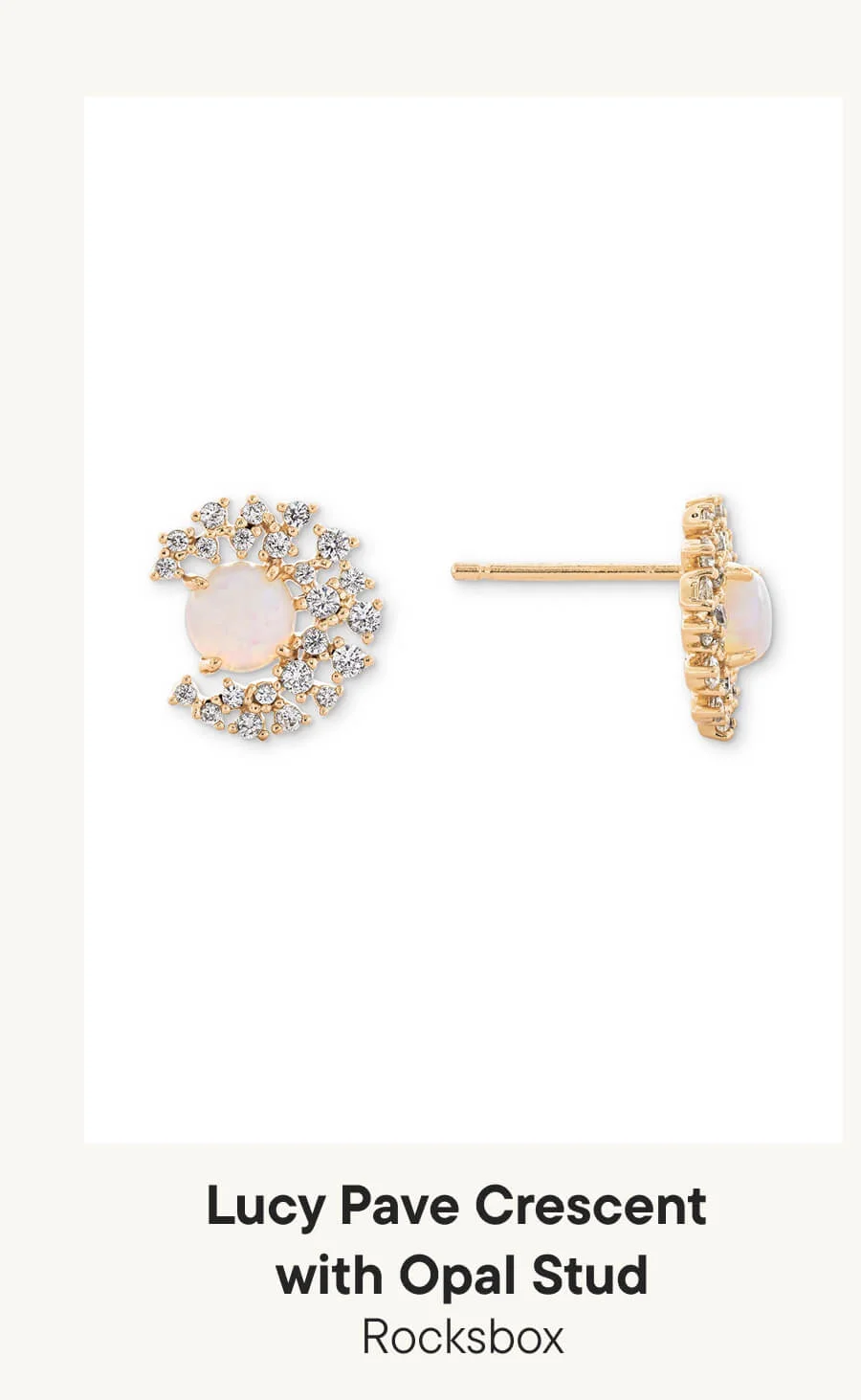Rocksbo Lucy Pave Crescent with Opal Stud