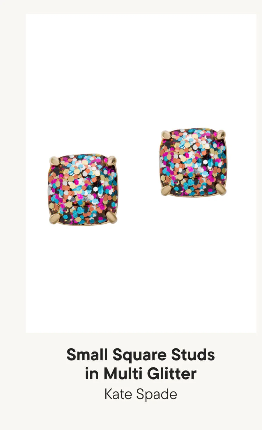 Kate Spade Small Square Studs in Multi Glitter