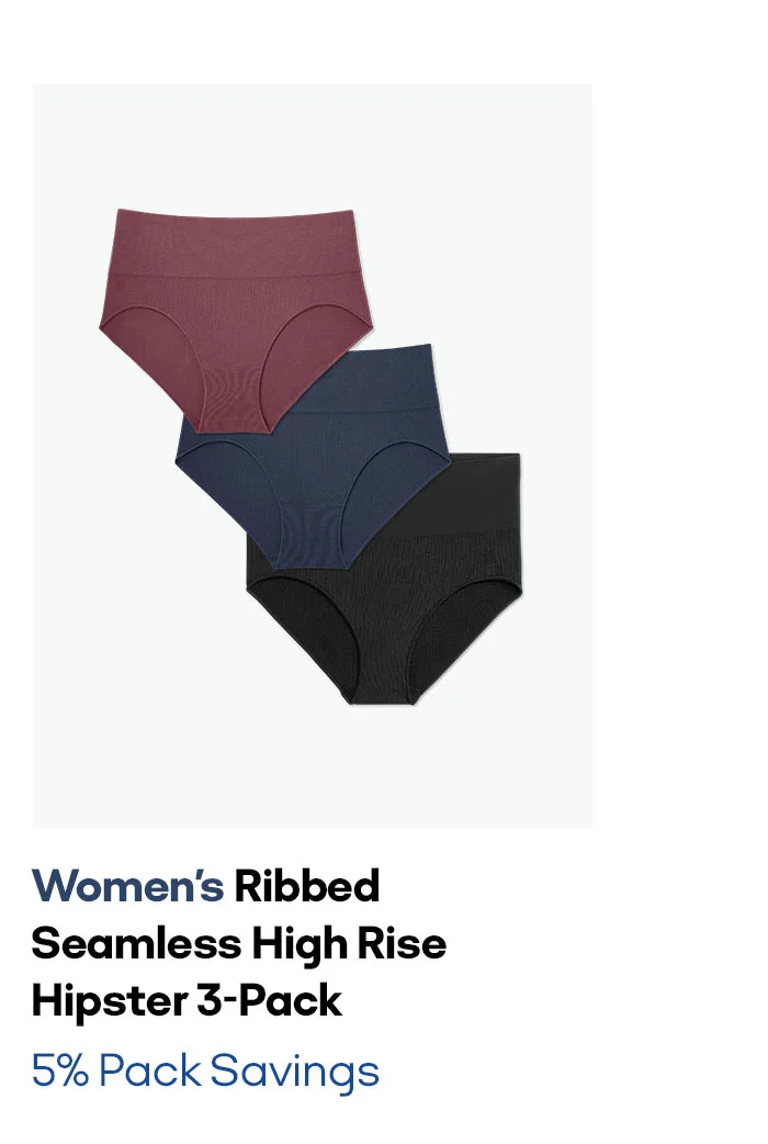 Women's Ribbed Seamless High Rise Hipster 3-Pack