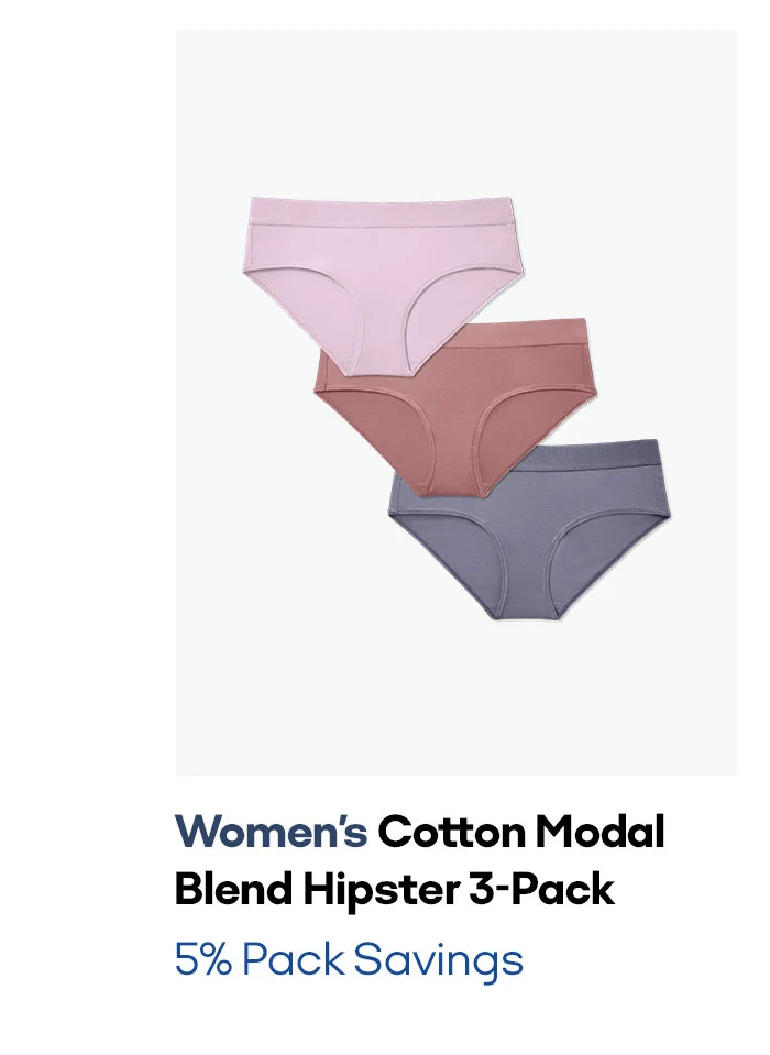 Women's Cotton Modal Blend Hipster 3-Pack