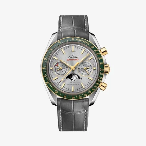 Speedmaster Moonphase, steel - yellow gold on leather strap