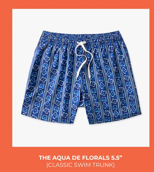 Classic Swim Trunk: The Aqua De Florals 5.5"