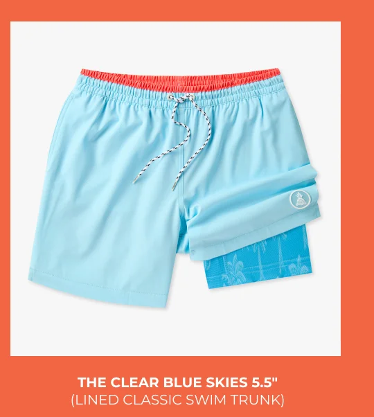 Lined Classic Swim Trunk: The Blue Skies 5.5"