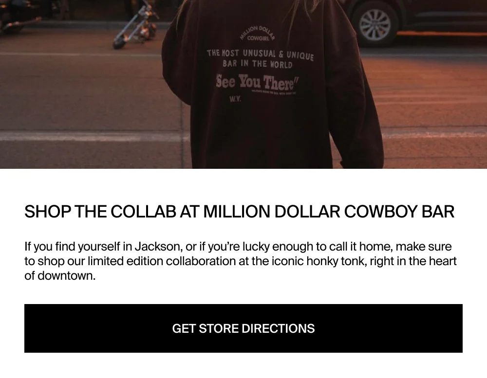 Shop the collab at Million Dollar Cowboy Bar