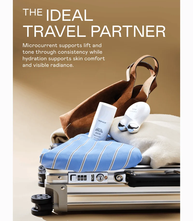 The Ideal Travel Partner - Microcurrent supports lift and tone through consistency while hydration supports skin comfort and visible radiance.