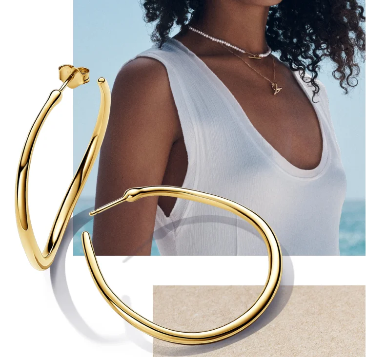 Organically Shaped 42 mm Open Hoop Earrings