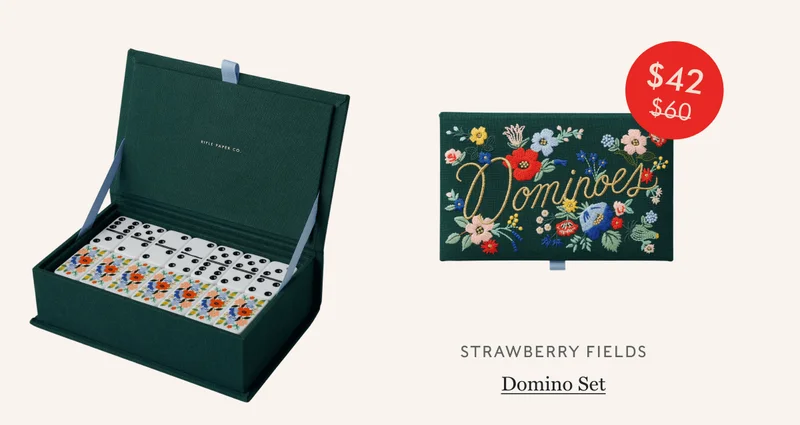 STRAWBERRY FIELDS Domino Set - $42