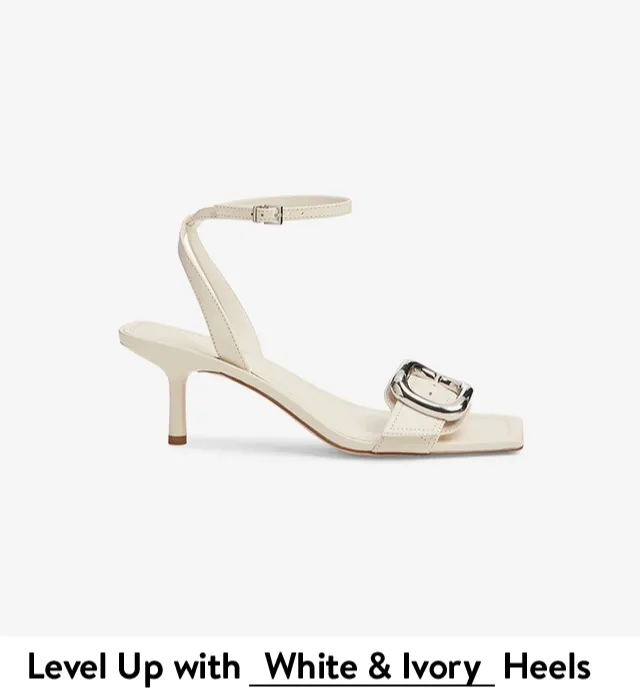 Heels in shades of ivory, gold, beige and black.