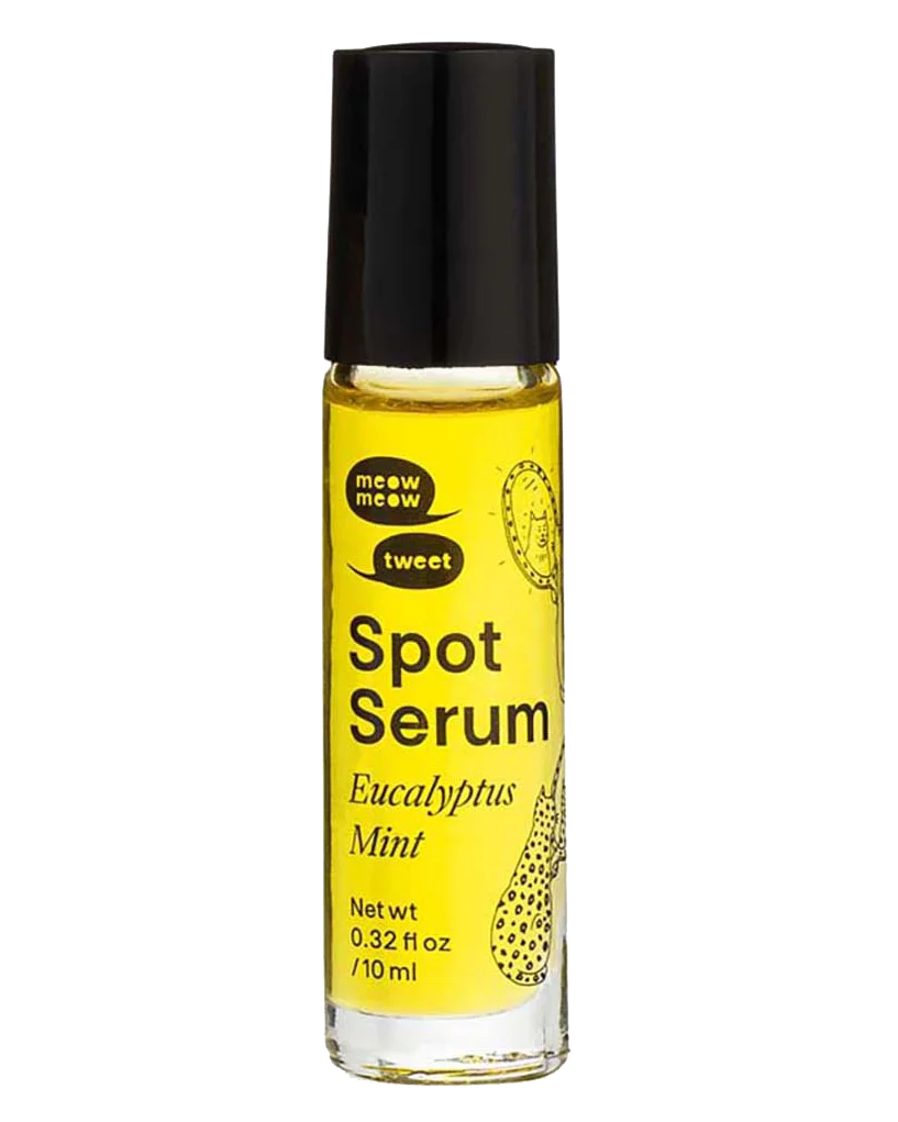 A yellow oil in a clear roll on bottle