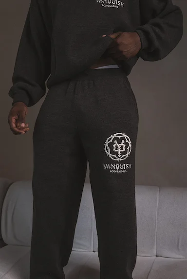 THORN KNIT CHARCOAL STRAIGHT LEG SWEATPANTS
