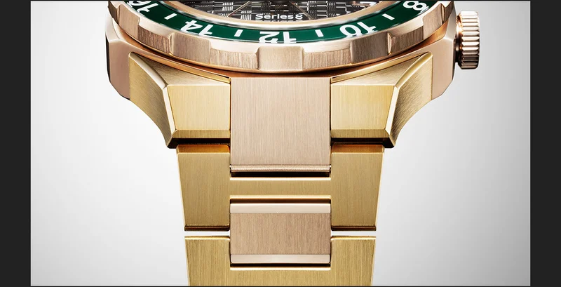 A tapered, integrated H-link bracelet secures the watch to the wrist, making it a pleasure to wear—and brushed and polished finishes mean the longer you look, the more there is to enjoy.