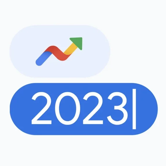 a blue bubble with the text 2023 below an upward arrow on a growth chart