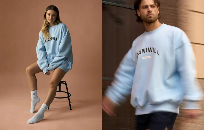 Everyday Relaxed Crewneck Print Arctic Blue