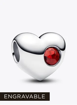 Engravable Red Stone Heart Charm