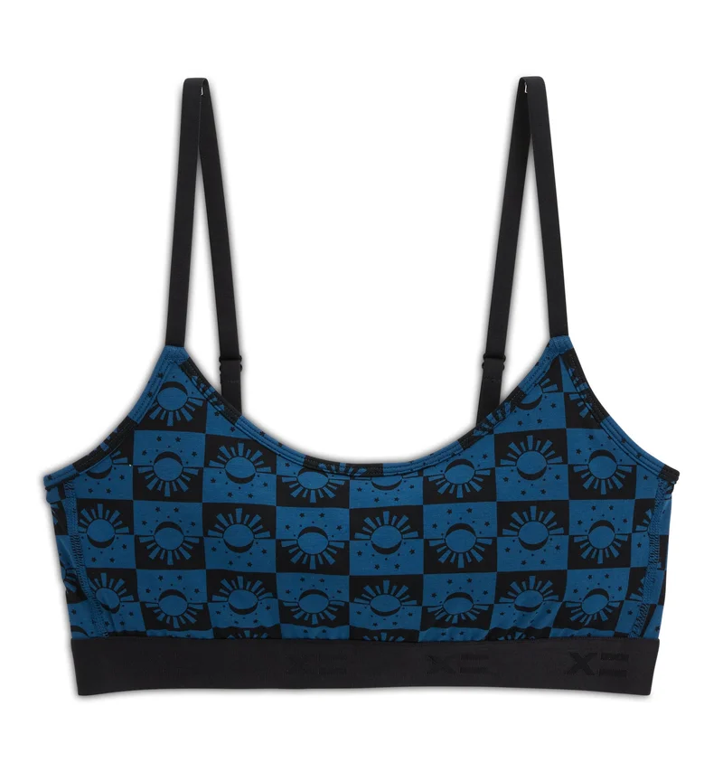 Image of Low Cut Soft Bra - Celestial Check
