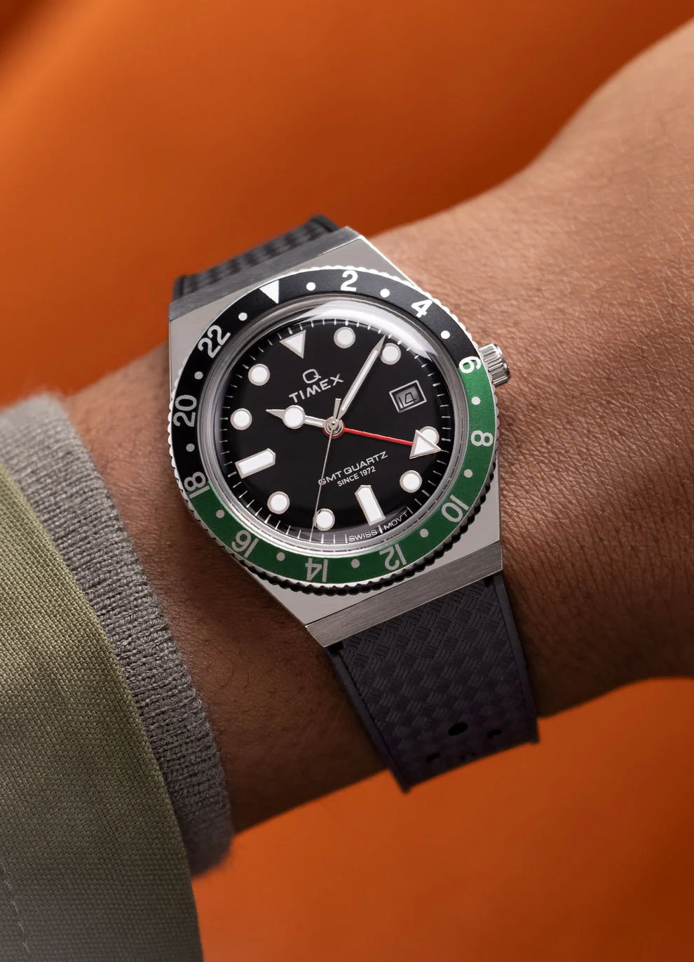 Q Timex® GMT 38mm Synthetic Rubber Strap Watch