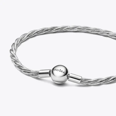 Round Pandora Clasp Twisted Snake Chain Bracelet