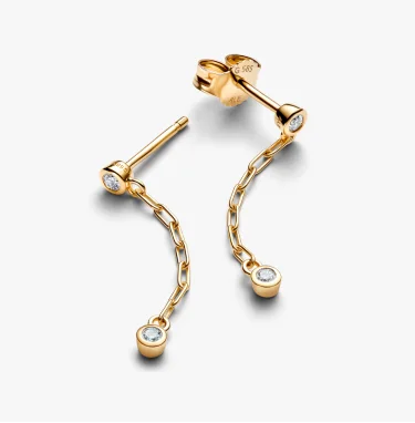 Pandora Era Bezel Lab-Grown Diamond Paperclip Chain Drop Earrings