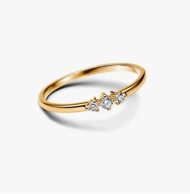 Pandora Era 14k Gold Lab-grown Diamond Triple Stone Ring