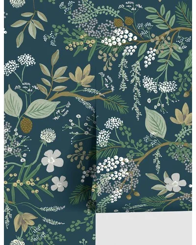 Juniper Forest Premium Peel + Stick Wallpaper by Rifle Paper Co.-Navy