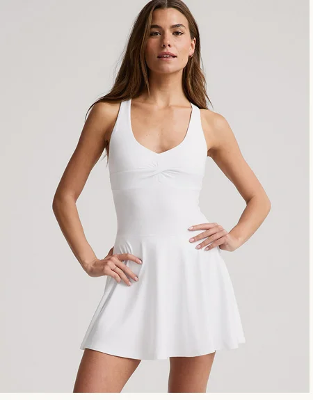 Midweight Twist Dress in Cloud White