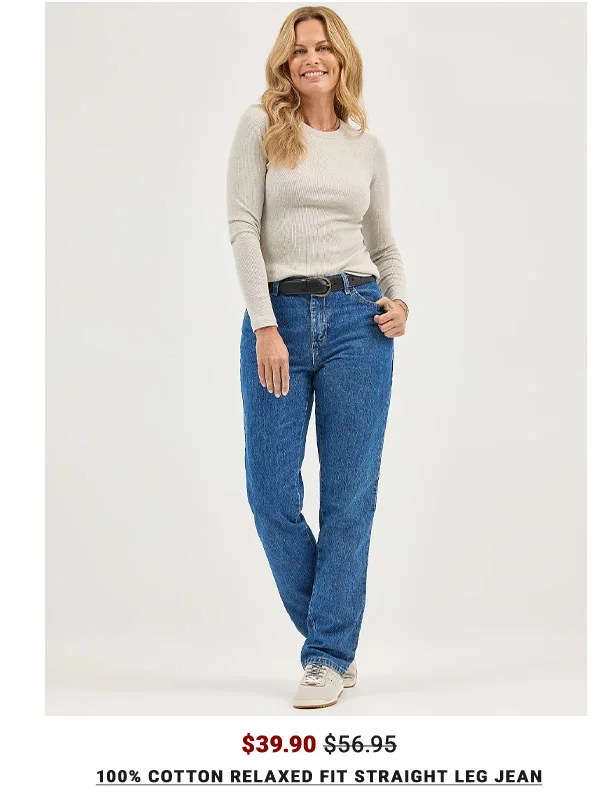 Women’s 100% Cotton Relaxed Fit Straight Leg Jean
