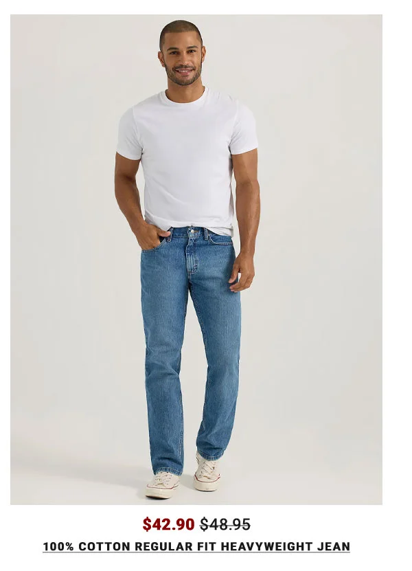 Men's 100% Cotton Regular Fit Straight Leg Heavyweight Jean