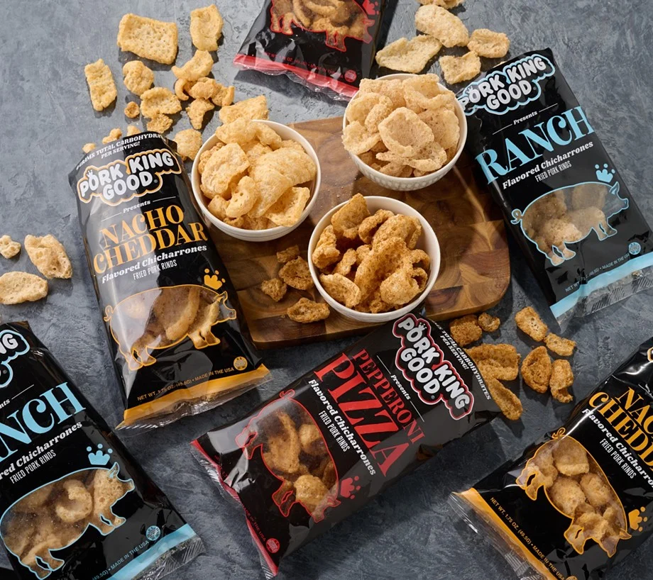 SH11/28 Pork King Good (6) Bags Seasoned Pork Rinds Variety Pack