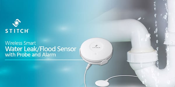 STITCH. Wireless Smart. Water Leak/Flood Sensor with Probe and Alarm.