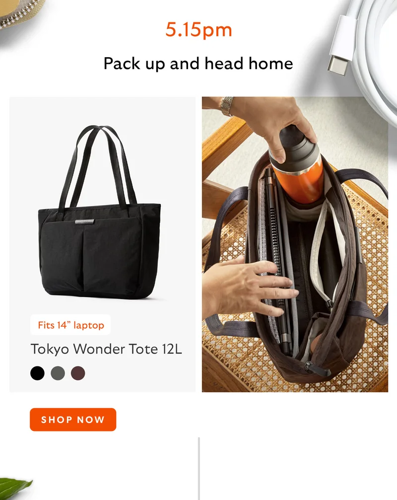 5.15pm Pack up and head home [Starburst] Fits 14” laptop Tokyo Wonder Tote 12L