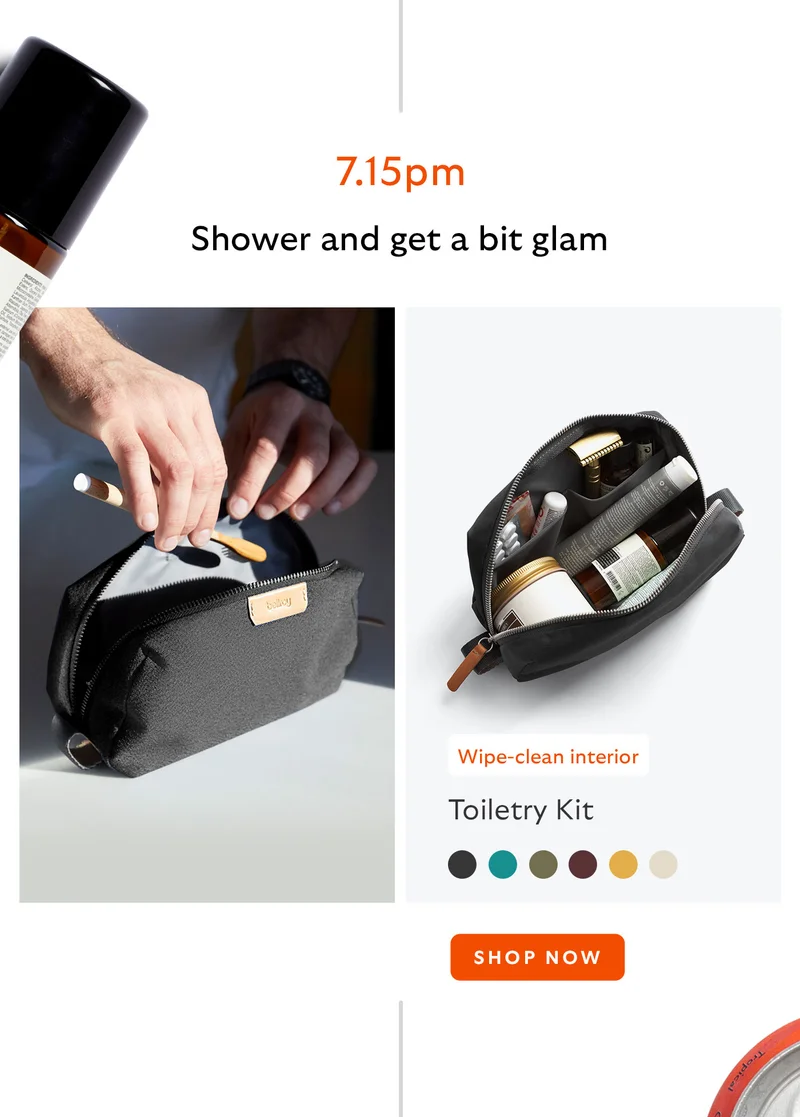 7.15pm Shower and get a bit glam [Starburst] Wipe-clean interior Toiletry Kit