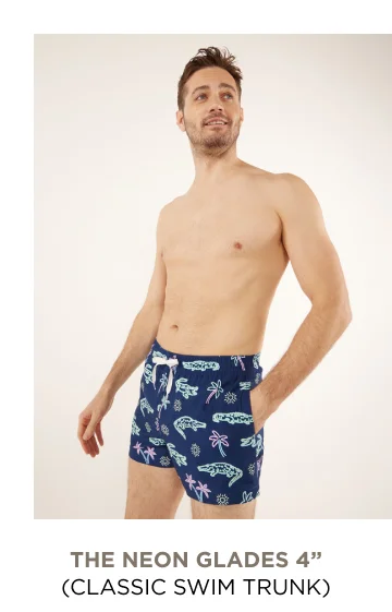 Classic Swim Trunk: The Neon Glades 4''