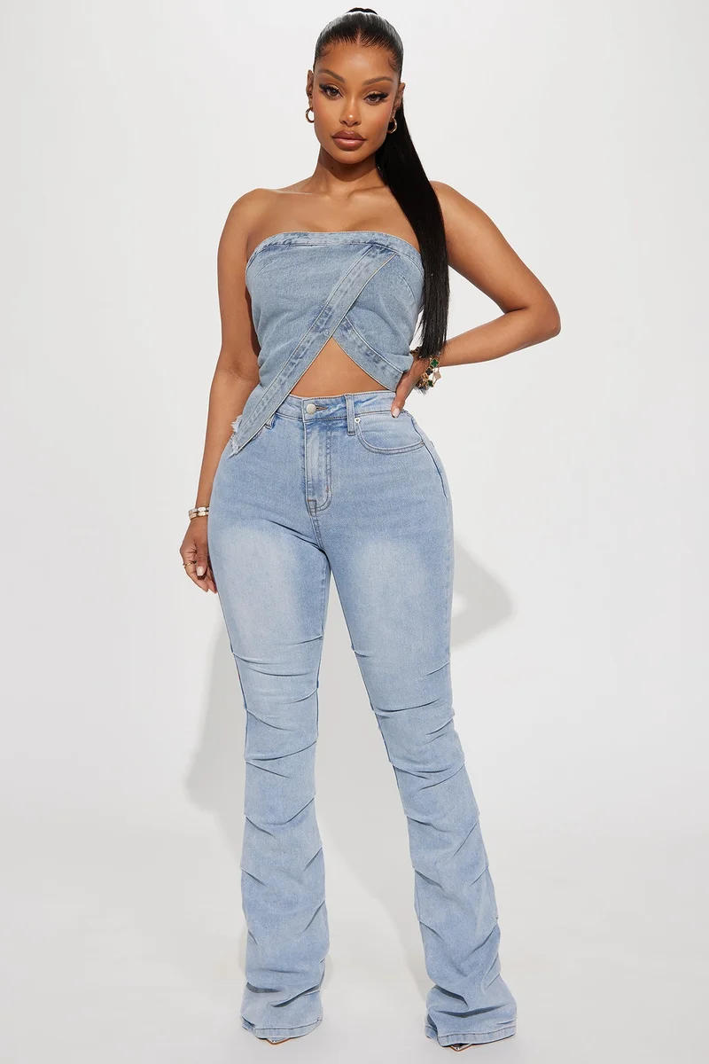 Image of Calling For You Stacked Bootcut Jeans - Medium Wash