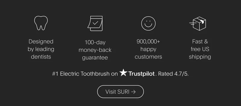 designed by leading dentists | 100-day money-back guarantee | 900,000+ happy customers | fast & free us shipping - visit suri