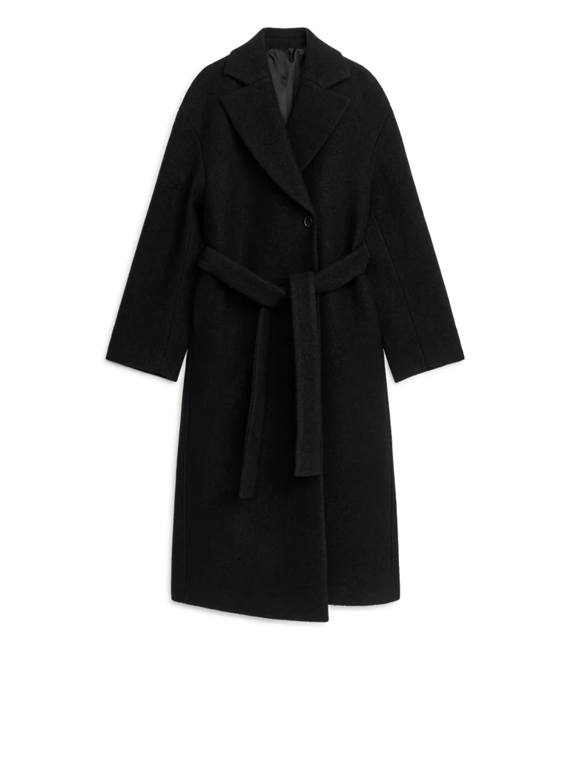 Bouclé Wool Coat Black