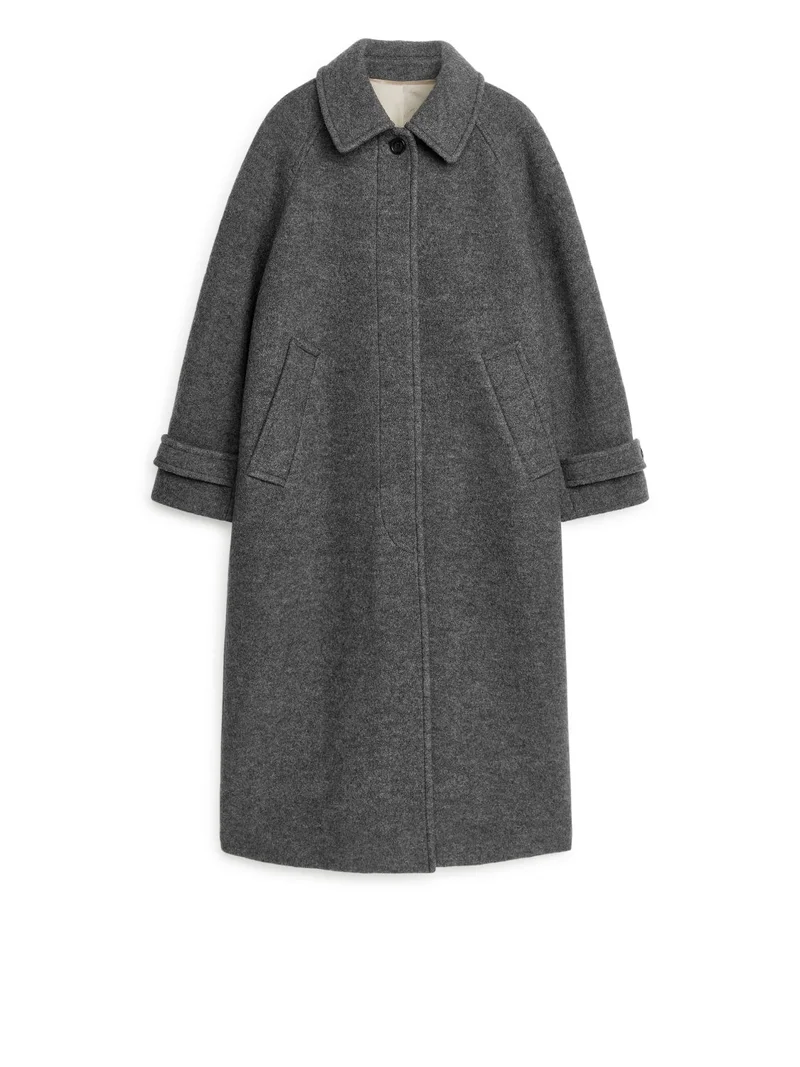 Oversized Wool Coat Grey Melange