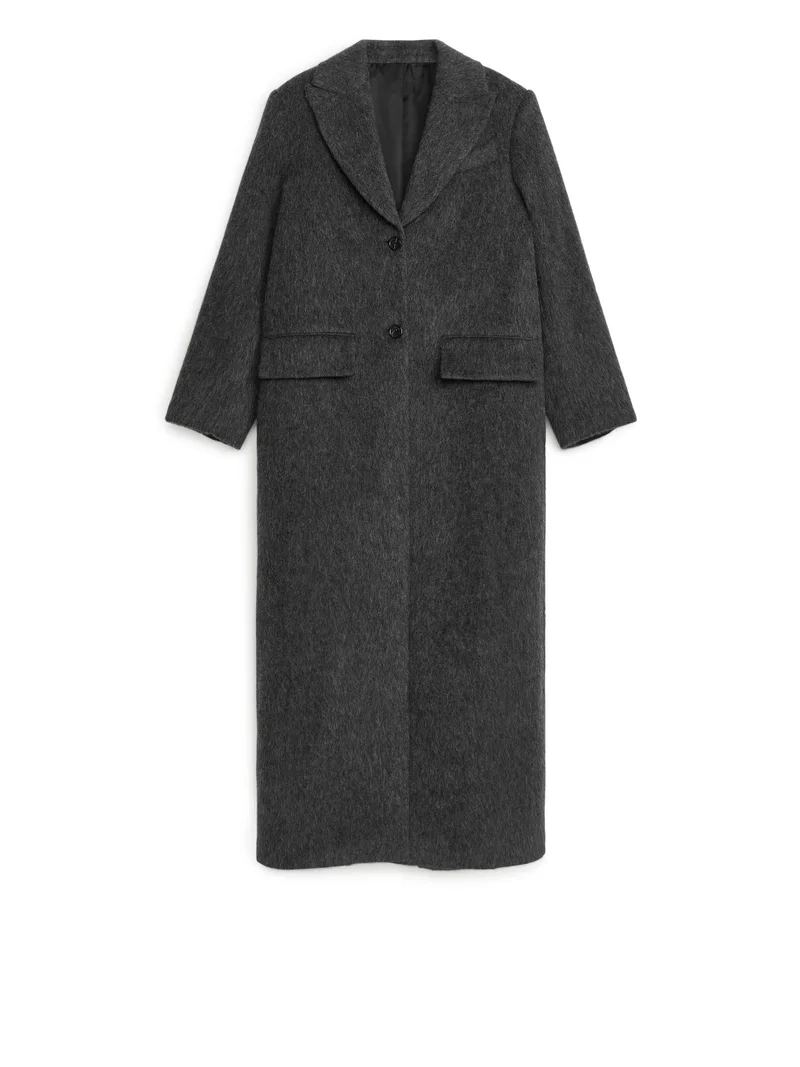 Full-Length Wool Coat Dark Grey