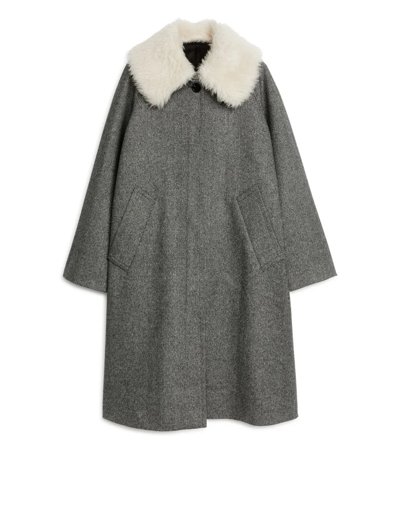 Wool Collar Coat Grey