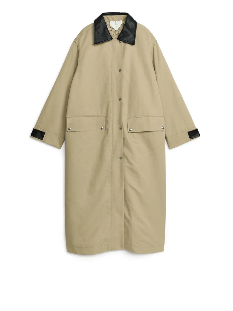 Maxi Linen-Cotton Coat Beige