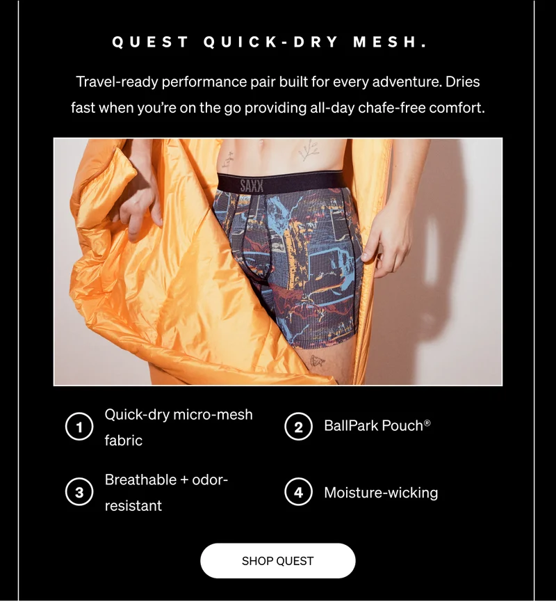 Quest Quick-Dry Mesh.