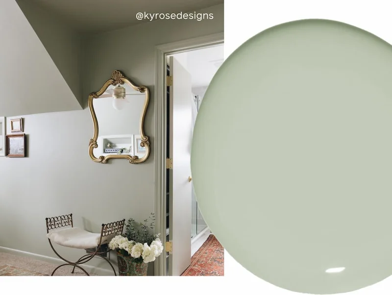 Bedroom color drenched in paint color Dirty Martini