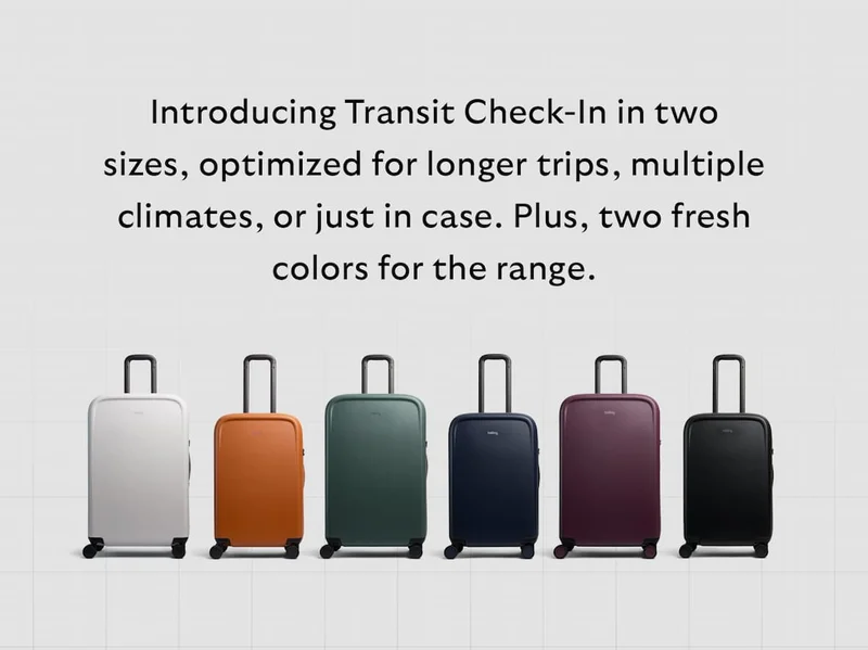 Introducing Transit Check-In in two sizes, optimized for longer trips, multiple climates, or just in case. Plus, two fresh colors for the range.