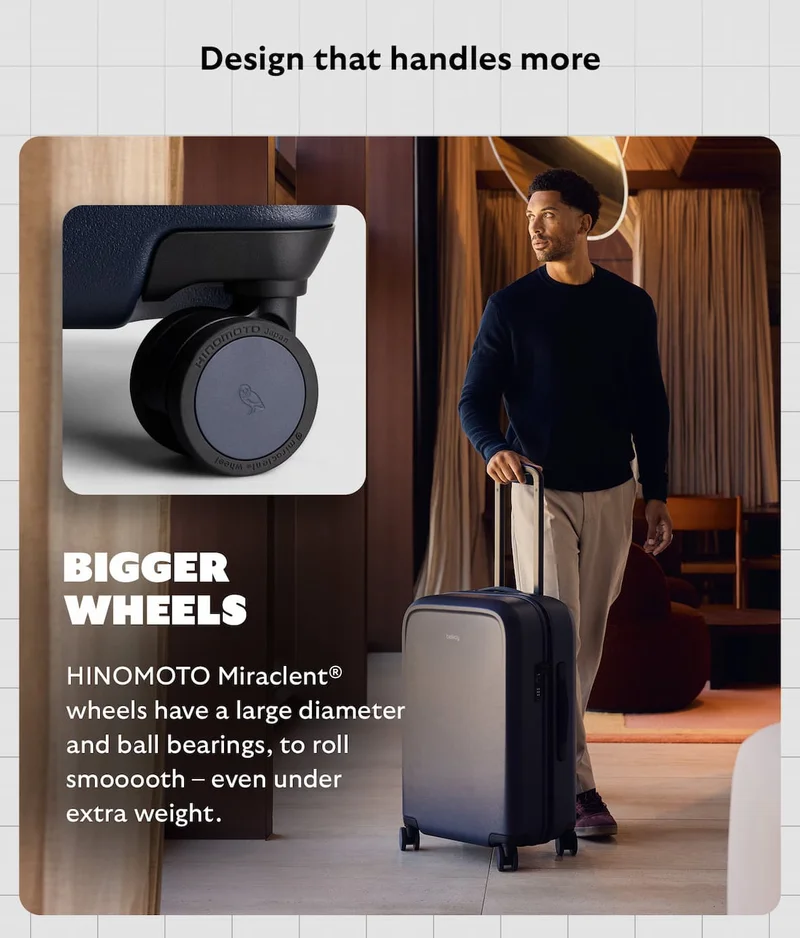 HINOMOTO Miraclent® wheels have a large diameter and ball bearings, to roll smooooth – even under extra weight.