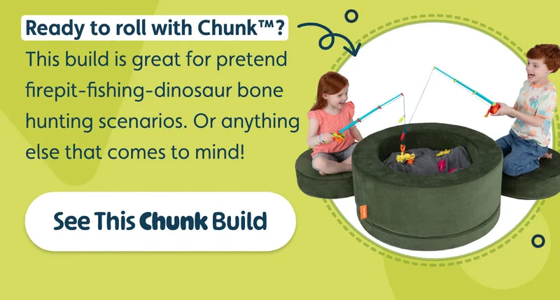 Ready to roll with Chunk™? This build is great for pretend firepit-fishing-dinosaur bone hunting scenarios. Or anything else that comes to mind! See This Chunk Build