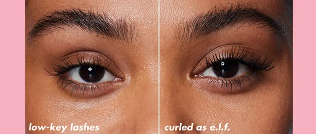 model with naturally straight lashes wears lash n roll mascara, giving her a curled as e.l.f. look model with naturally straight lashes wears lash n roll mascara, giving her a curled as e.l.f. look